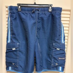 Abercrombie & Fitch Swim Trunks Mens L Navy Cargo Board Shorts Y2K 2000s Vintage